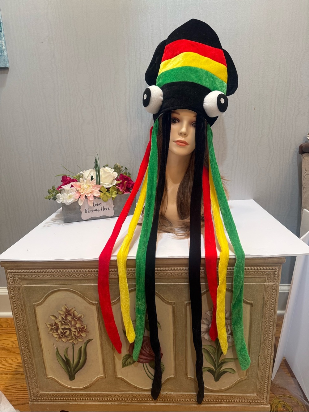 Funny Rasta Squid Hat Costume Octopus Plush Cap Red Yellow Green Black